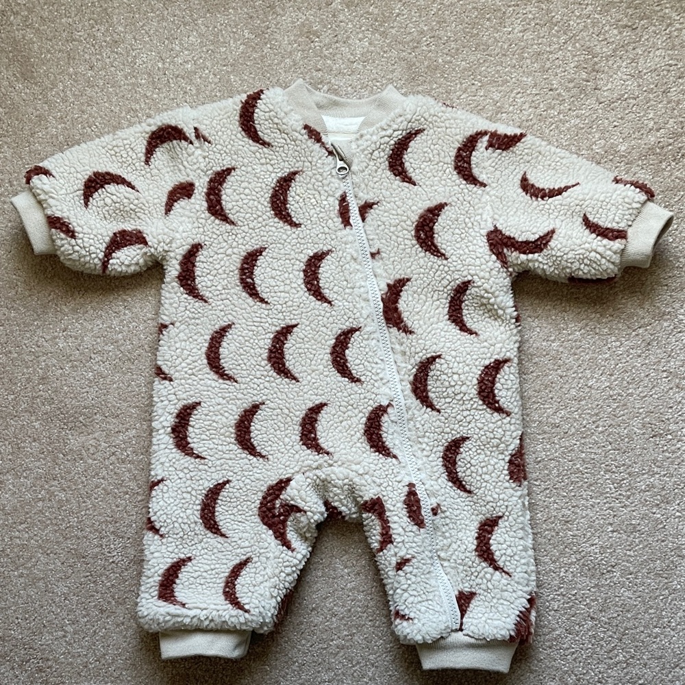 Rylee + Cru Sherpa Cream and Brown Moon Jumpsuit